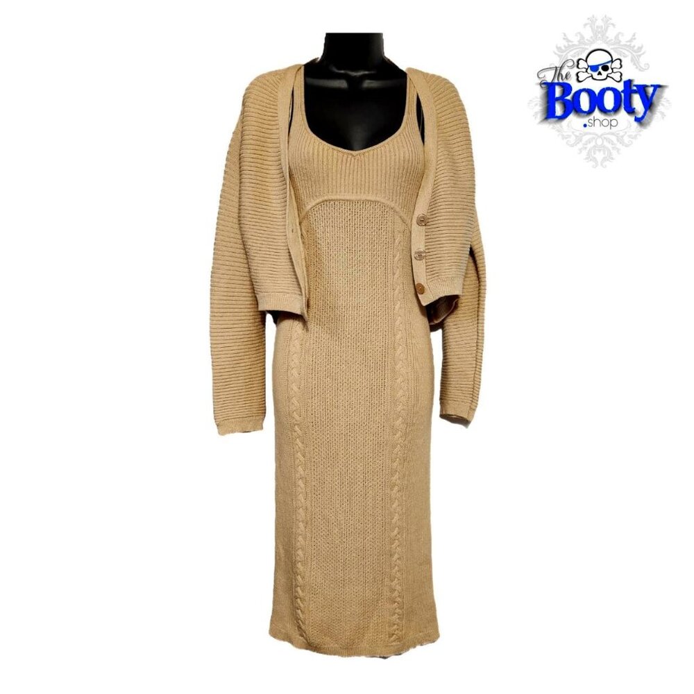 Sofia Jeans by Sofia Vergara Mixed Knit Dress and Cardi 2 Peice Set Size: S